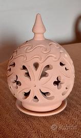 Porta candele in terracotta da esterni