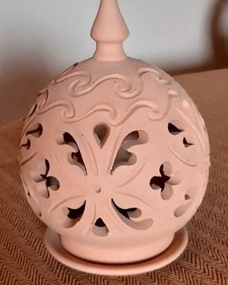 Porta candele in terracotta da esterni