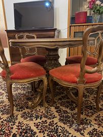 Tavolo rotondo + 4 sedie stile barocco