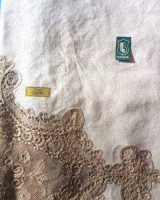 COPRILETTO IN LINO CON PIZZO CANTU'