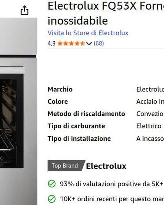 forno elettrico Electrolux FQ53X da incasso