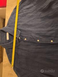 Camicia Lino 100% Mango Man Blu Avio Taglia XL 