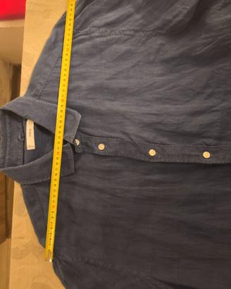 Camicia Lino 100% Mango Man Blu Avio Taglia XL 