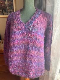 Maglione pesante di lana mohair lavorata a mano