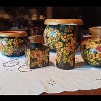 Set vasi o porta piante, laccato veneziano a mano