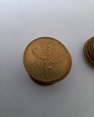 Lotto 20 Monete 20 Lire 1959 Annata Rara 