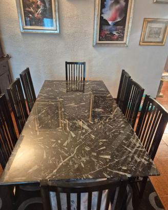 Tavolo in Marmo Nero 190x100 cm – Design Moderno