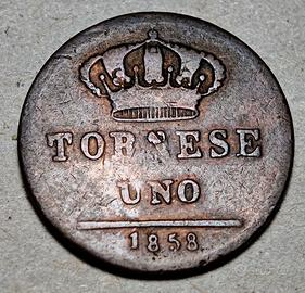 1 Tornese 1858 Ferdinando II di Borbone Napoli Rar