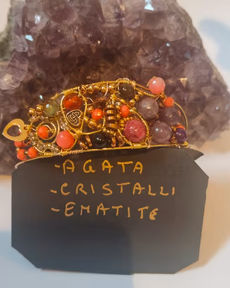bracciale fascia pietre cristalli artistico 