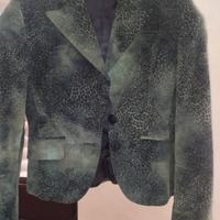 Giacca in velluto animalier verde bottiglia 