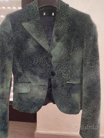 Giacca in velluto animalier verde bottiglia 