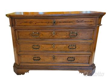 Canterano cassettone emiliano intarsiato XVIII sec