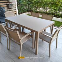 Tavolo 150x90cm da esterno e 6 sedie in alluminio