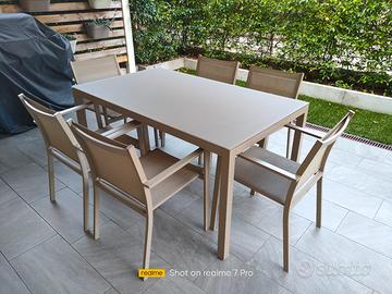 Tavolo 150x90cm da esterno e 6 sedie in alluminio