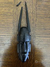 Maschera africana in legno scuro vintage anni 80