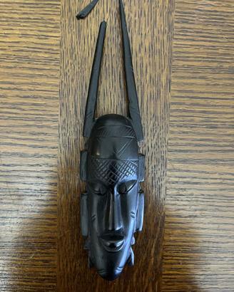 Maschera africana in legno scuro vintage anni 80