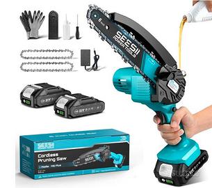 6 Pollici Mini Motosega a Batteria Portatile 2x2.0