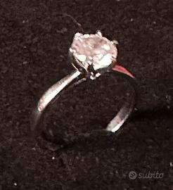 Anello solitario/solitaire in argento e zircone