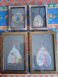 quadretti indiani dipinti su foglie di pipal