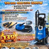 Idropulitrice 2200W 170 bar 480 Lt/h nuova 