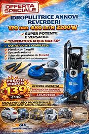 Idropulitrice 2200W 170 bar 480 Lt/h nuova 
