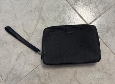 Pochette in pelle Lacoste nera