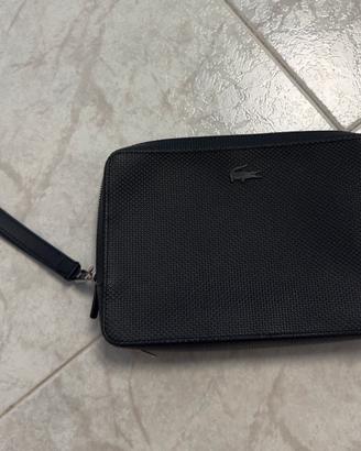 Pochette in pelle Lacoste nera