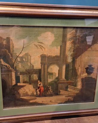 Olio su tela raffigurante rovine romane