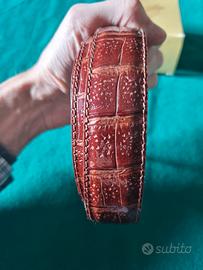 Cintura coccodrillo nuova 3cm marrone / bordeaux