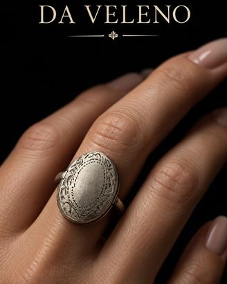 Anello argento vintage veleno locket ring inciso