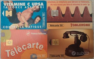 Lotto 4 Schede Telefoniche Francesi Usate