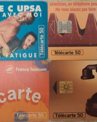 Lotto 4 Schede Telefoniche Francesi Usate