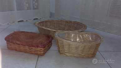 Cestini in vimini nuovi 3 pezzi
