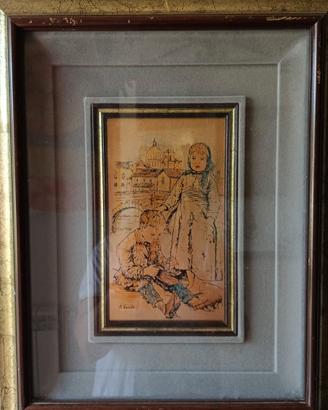 Quadro vintage "scena con bambini" 