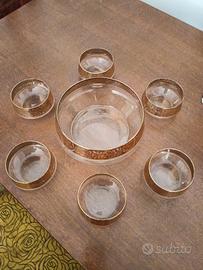 Servizio vetro decorato dorato vintage