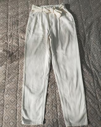Pantalone donna in denim panna