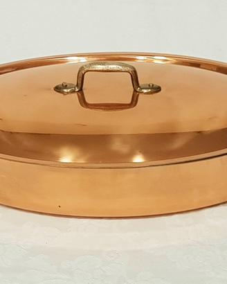 Ruffoni Tegame ovale in Rame 39×22 con coperchio