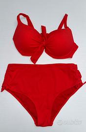 Costume Due Pezzi Rosso Ribbed & Fiocco – IT 56