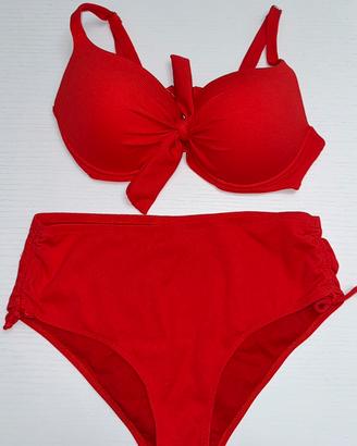 Costume Due Pezzi Rosso Ribbed & Fiocco – IT 56
