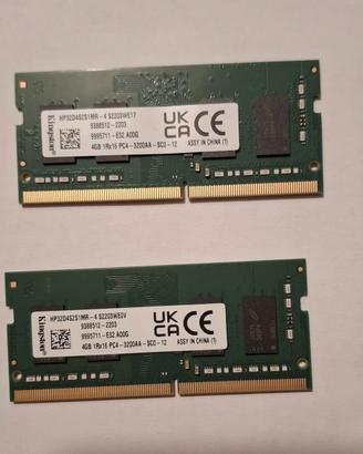 Kit 8GB (2x4GB) RAM DDR4 3200MHz SODIMM Kingston