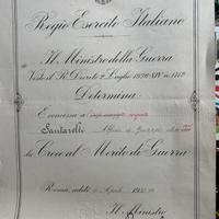 Attestato croce al merito di guerra