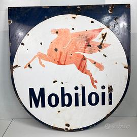 Insegna smaltata Mobiloil con Pegasus 70cm
