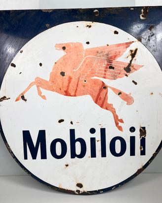 Insegna smaltata Mobiloil con Pegasus 70cm