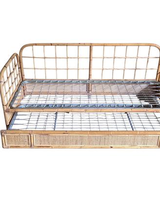 Lettino in rattan con secondo letto estraibile