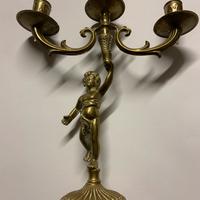 Candelabro tre fuochi in ottone cm 32 di altezza