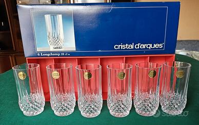 6 Bicchieri Cristal d’Arques Longchamp 28 cl nuovi