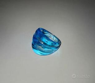 Anello in vetro turchese trasparente – Ø 21 mm