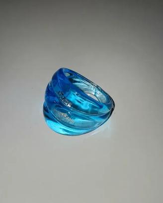 Anello in vetro turchese trasparente – Ø 21 mm