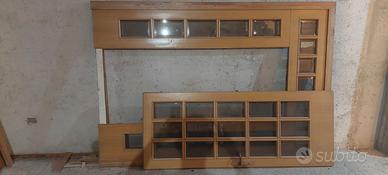 Porta alla francese in legno e vetro