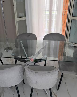 Tavolo Moderno in Vetro + 6 Sedie 